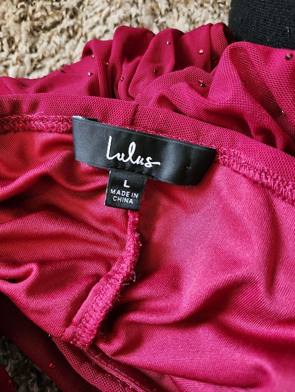 Lulus One-Shoulder Ruched Red Rhinestone Gem Top - Picture 3 of 10